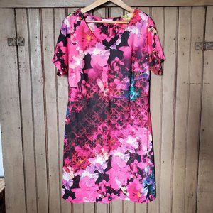 Pink Floral Print Sheath Dress, 1X
